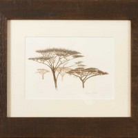 Acacia Trees, Screenprint, Framed