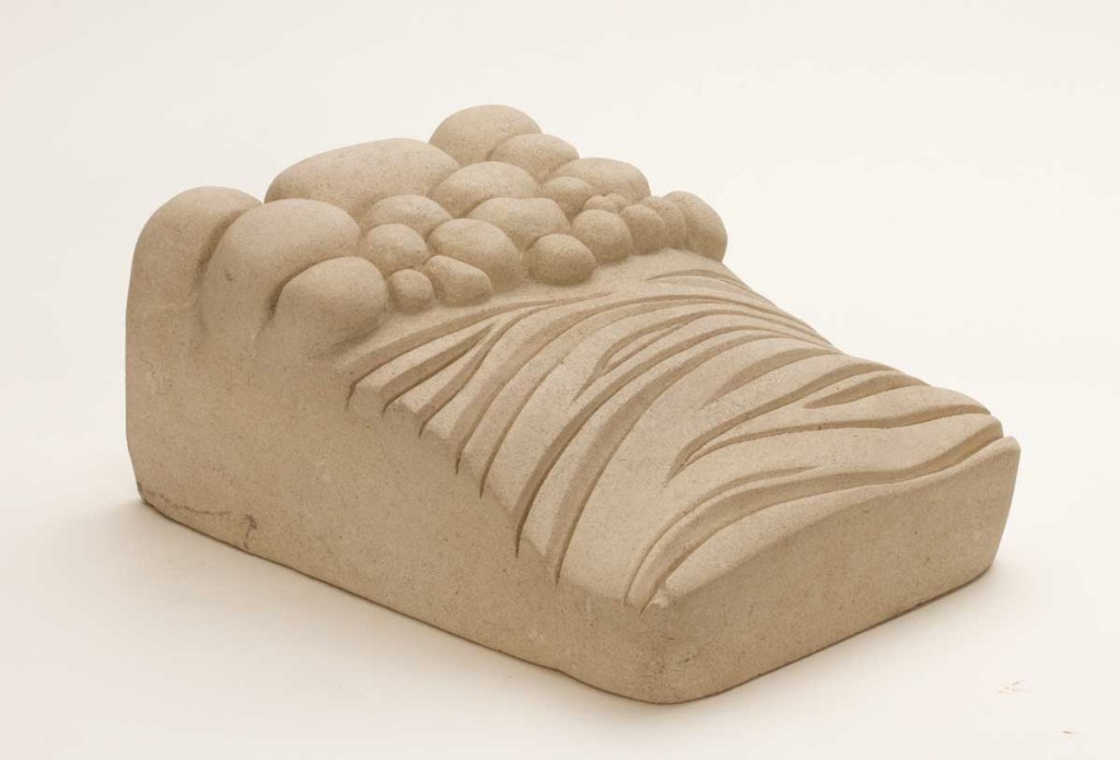 Beach and Sea, handcarved limestone