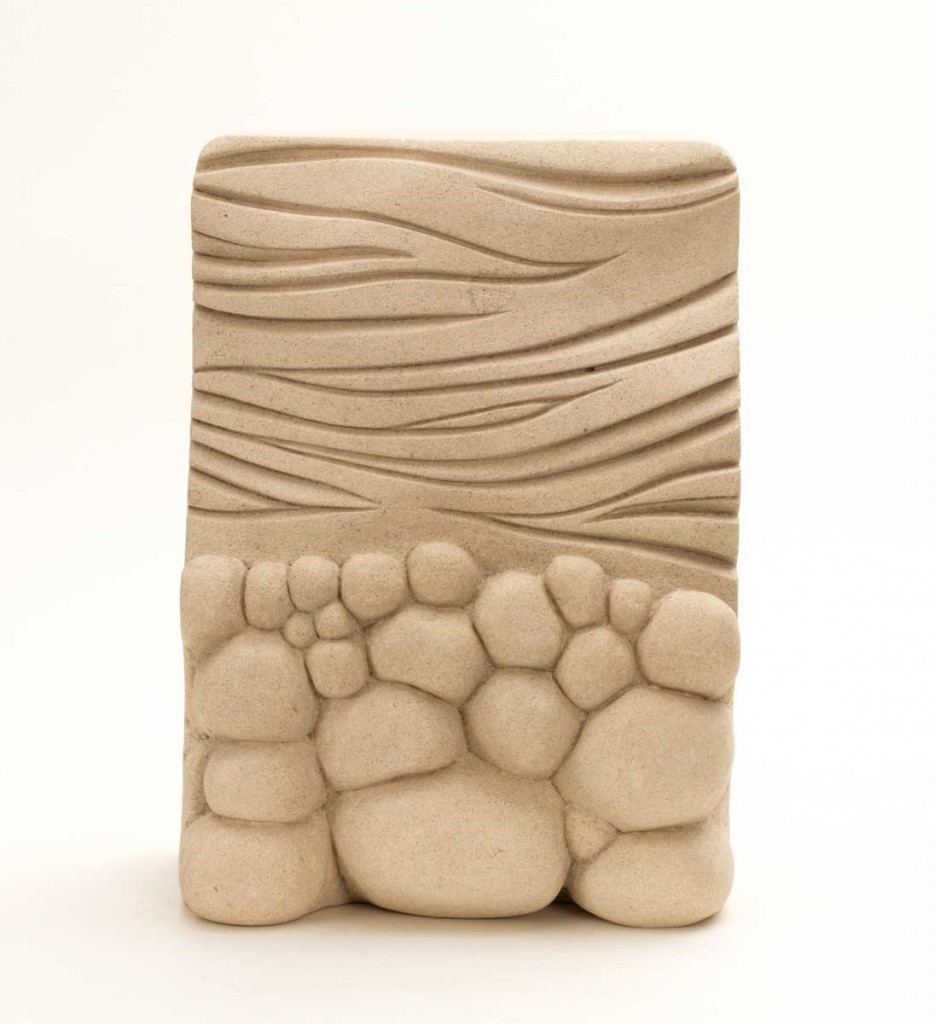 Beach and Sea, handcarved limestone